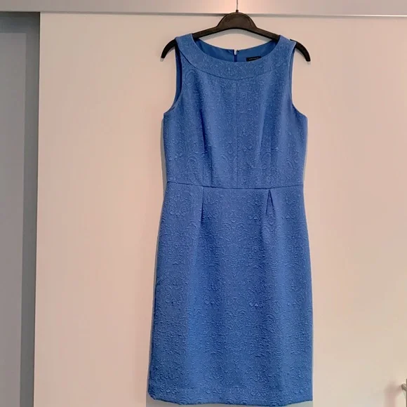 Ann Taylor brocade blue on blue dress